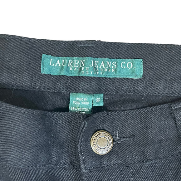 Ralph Lauren Jeans Co Women 8 Petite Y2K Black Mid Rise Flare Bootcut Jeans Lace - Picture 5 of 13